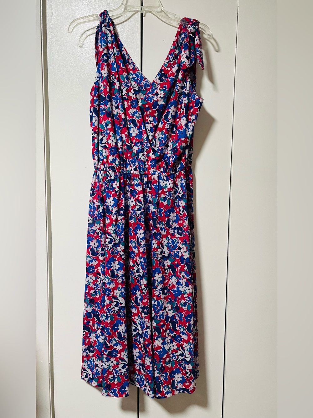 Vintage 80s Starlo Fashions Floral Midi Dress In Pink And Blue